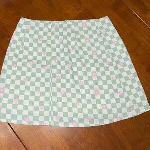 Princess Polly Green and White A-Line Mini Skirt